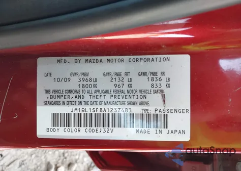 2010 Mazda Mazda3 I Touring from USA, damaged, VIN JM1BL1SF8A1237483